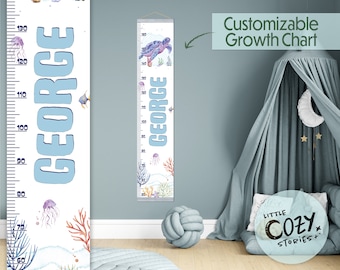 Oceanic Turtle Growth Chart: Kids Nursery Decor, Customizable Height Chart
