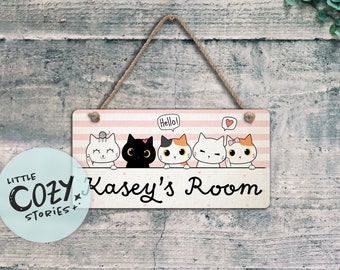 Custom Cute Cats Sign | Cute Cats Doodle Door Sign | Bedroom Door Sign | Wall Art | Cute Cats Classroom Decor | Cats Door Sign | Metal Sign