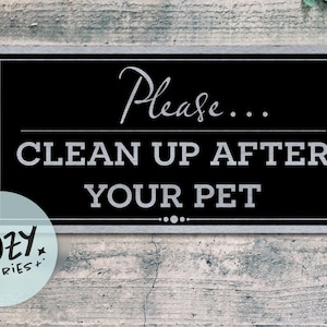 Clean Up After Pet Sign | Custom Metal Warning Sign | Outdoor Caution Plaque | Dog Waste Yard Sign