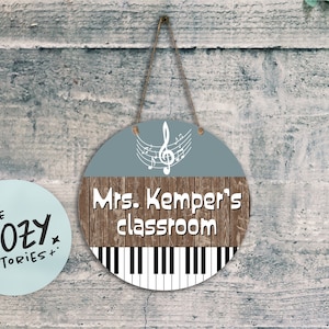 Custom Music Teacher Door Sign | Piano Teacher Sign | Metal Door Hanger | Music Education Sign | Music Name Sign | School Teacher Gift