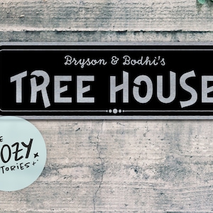 Custom Tree House Sign | Personalized Kid Name Sign | Metal Bedroom Sign | Custom Child Playroom Sign | Metal Kid Room Sign | Outdoor Sign