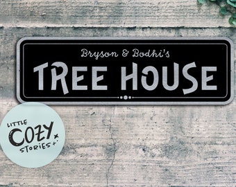 Custom Tree House Sign | Personalized Kid Name Sign | Metal Bedroom Sign | Custom Child Playroom Sign | Metal Kid Room Sign | Outdoor Sign