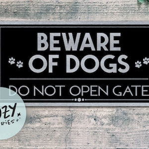 Beware Of Dogs Sign: Custom Brushed Metal Gate Sign