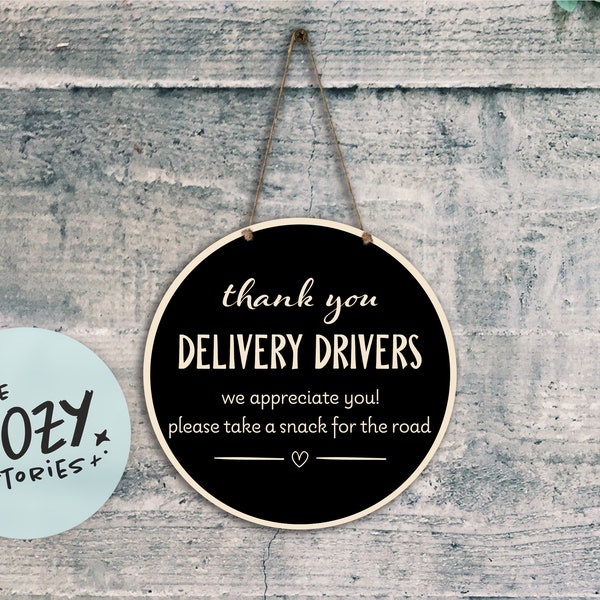 Thank You Delivery Drivers Take A Snack Sign | Round Metal Door Sign | Porch Sign | Metal Door Sign | Delivery Sign | Signs For Front Door