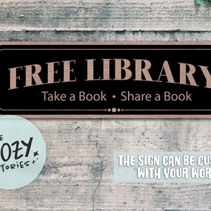 Custom Free Library Sign: Brushed Metal, Take A Book Share A Book