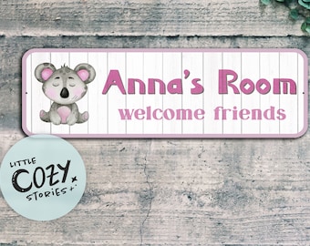 Placa personalizada para quarto infantil Koala: Decoração Safari Jungle