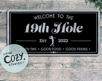 Customizable 19th Hole Golf Sign | Aluminum Metal Wall Art