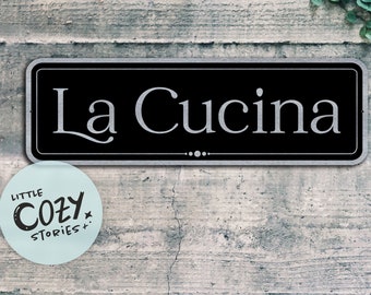 Letrero personalizado de La Cucina: decoración rústica de metal para cocina