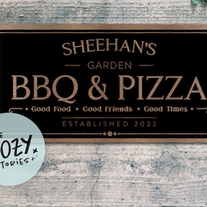 Custom BBQ and Pizza Sign: Personalized Bar Decor