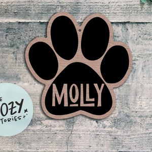 Panneau personnalisé Dog House | | d’impression de pattes Plaque de nom de chien | Accessoires pour animaux de compagnie | signe de forme de | Accessoires pour chiens | Plaque métallique brossée