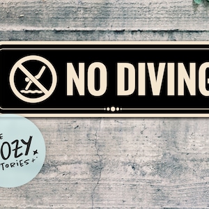 Custom No Diving Sign: Modern Metal Swimming Pool Plaque