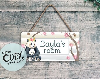Custom Panda Nursery Sign: Kids Room Decor, Metal Door Plaque