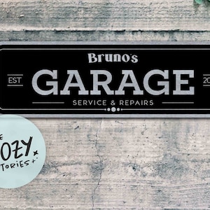 Segno di garage personalizzato / Segno di officina personalizzato / Arredamento per il garage / Segno di metallo personalizzato / Segno di caverna dell'uomo / Regalo personalizzato / Regalo per la festa del papà