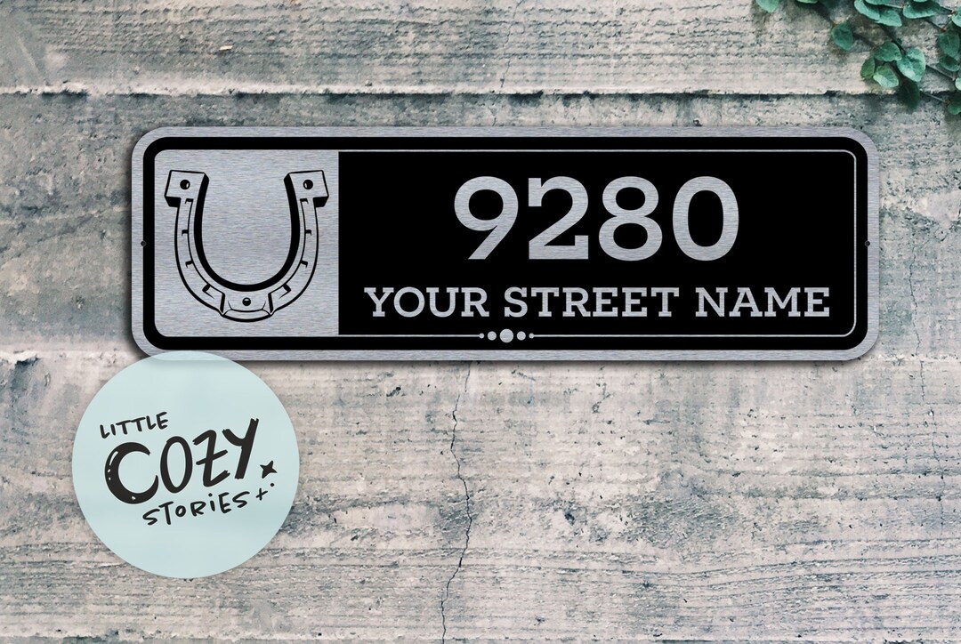 Custom Horizontal Horseshoe Address Sign for House Indooroutdoor Metal
