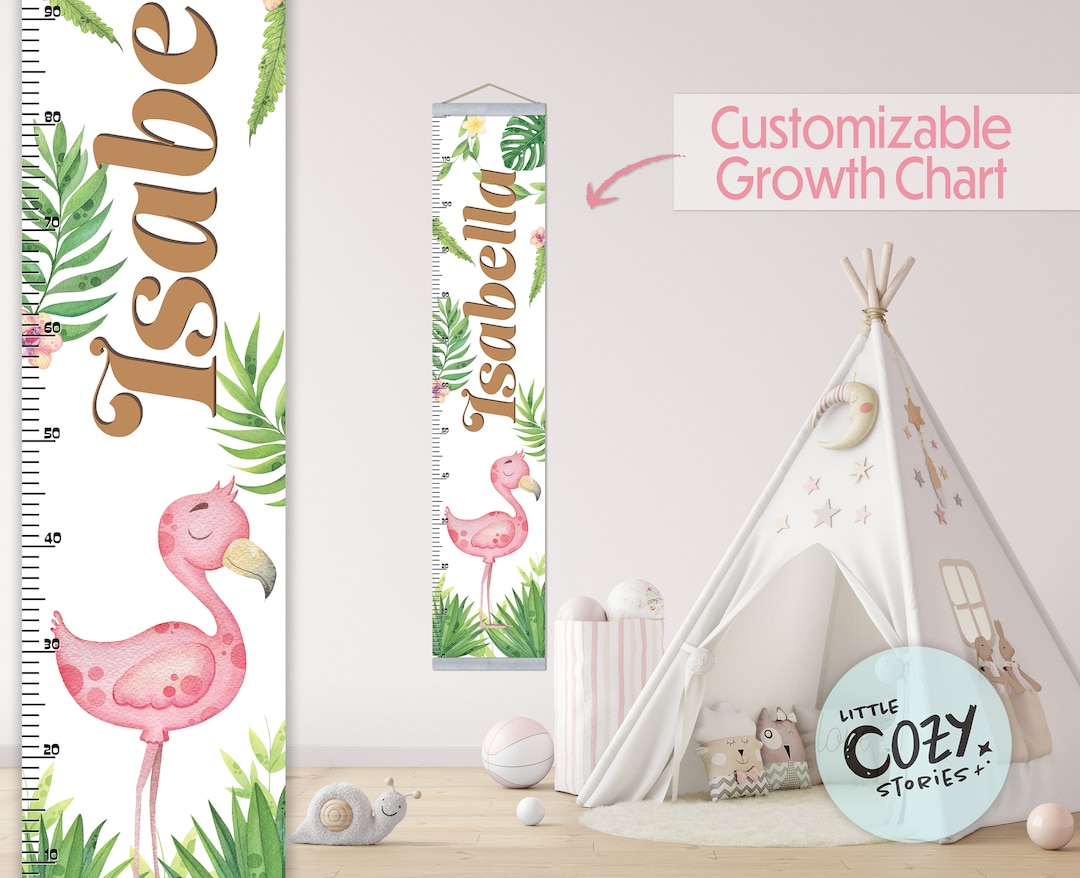 Flamingo Ruler Custom Flamingo Growth Chart: Jungle Nursery Decor, Kids Ruler - Etsy