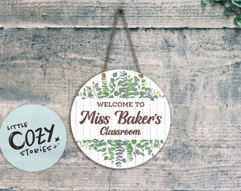 Custom Greenery Sign | Greenery Wreath Door Sign | Classroom Sign | Wall Art | Greenery Wreath Classroom Decor | Door Sign | Metal Sign