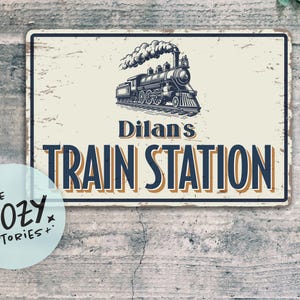 Personalized Train Station Sign | Custom Railroad Sign | Vintage Locomotive Metal Sign | Train Collector Sign | Retro Train Decor