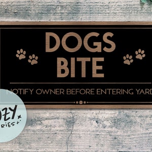 Dogs Bite - Notify Owner Before Entering Yard Sign | Dog Sign | Warning Metal Sign | Dog Lover Sign | Gate Sign | Door Sign | Porch Sign
