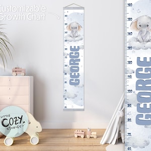 Entzückende Elefant Maß Messlatte | Canvas Wachstumslineal für Kinder | Babyparty Geschenkidee
