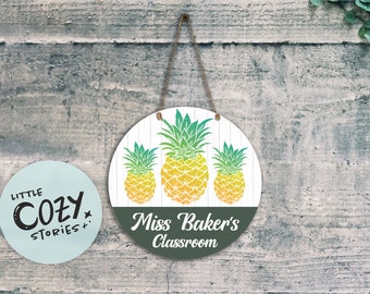Custom Pineapple Teacher Sign | Pineapple Door Sign | Classroom Sign | Wall Art | Pineapple Classroom Decor | Door Sign | Custom Metal Sign