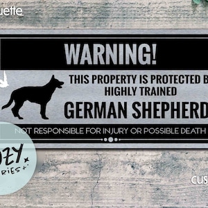 Custom German Shepherd Warning Sign: Metal Dog Breed Silhouette
