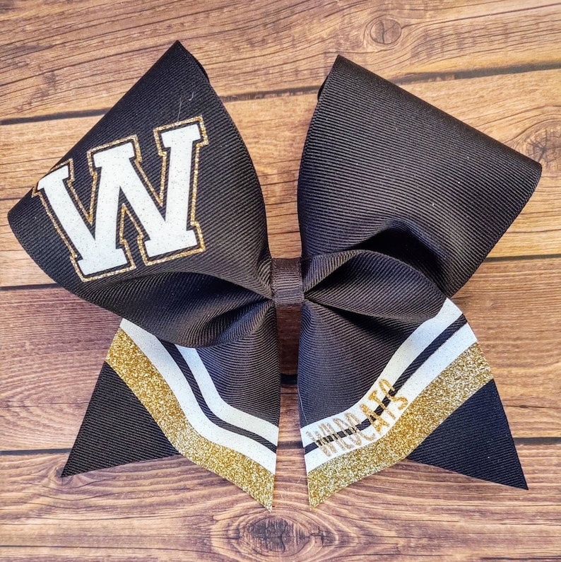 Pick Your Colors Custom Cheer Bow Team Cheer Bows School Cheer Bow Cheerleading Hairbow Black and Gold Cheer Bow Softball Hair bow