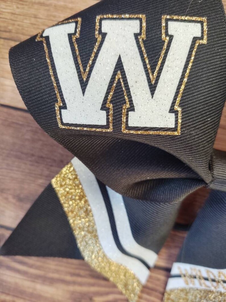 Pick Your Colors Custom Cheer Bow Team Cheer Bows School Cheer Bow Cheerleading Hairbow Black and Gold Cheer Bow Softball Hair bow
