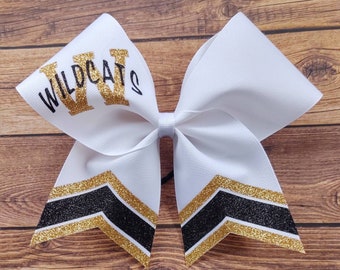 School Cheer Bow, Black and Gold Cheer Bows, Pick Your Colors, Team Cheer Bows, Softball Hairbow, School Cheer Bow, Cheer Bow, Cheer bows