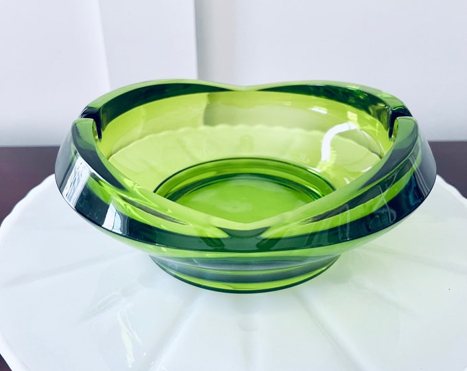 Mid Century Viking Glass Green Ashtray Etsy