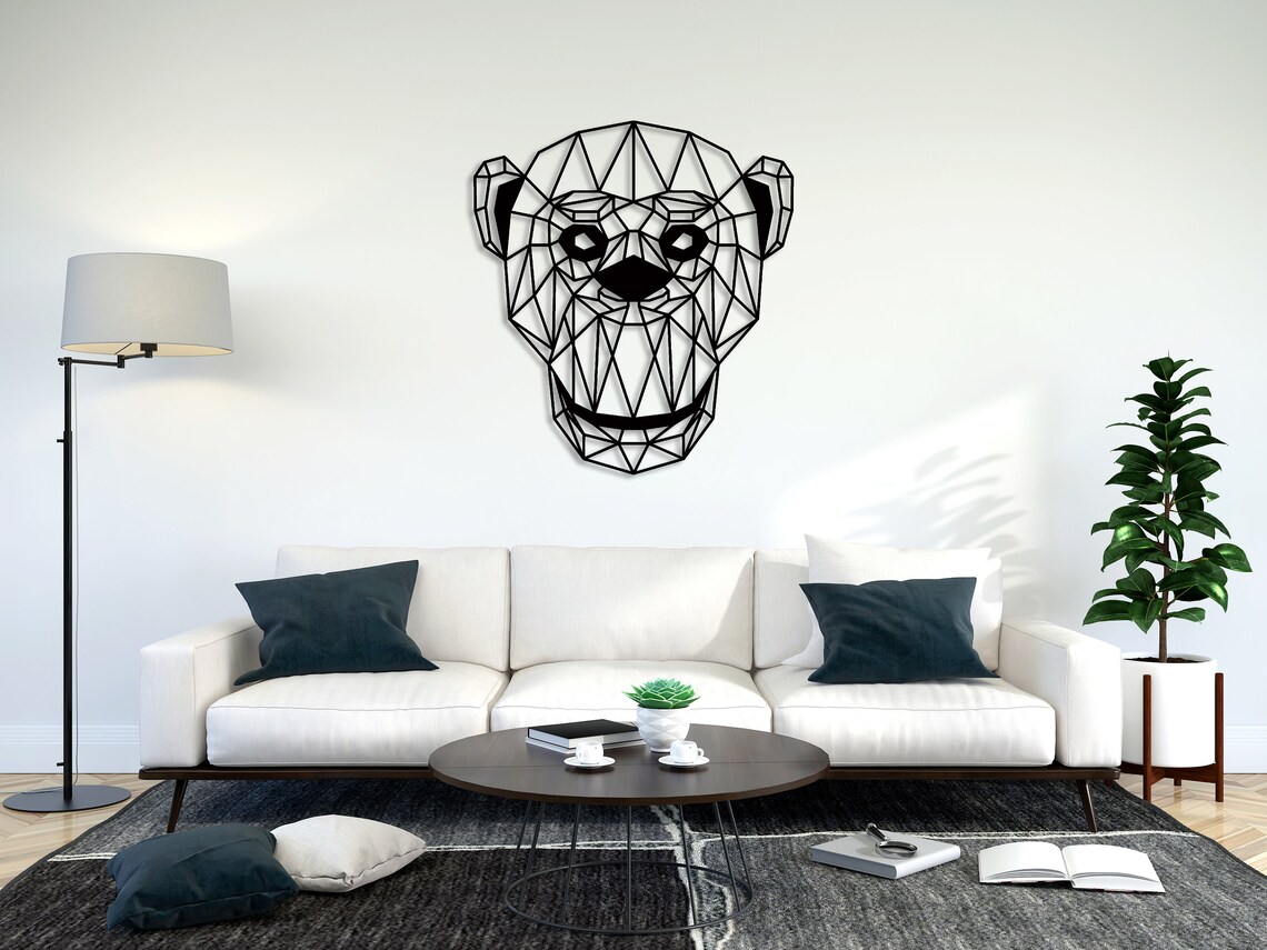 Geometric Monkey Metal Wall Art Decor Metal Wall Art Monkey Etsy