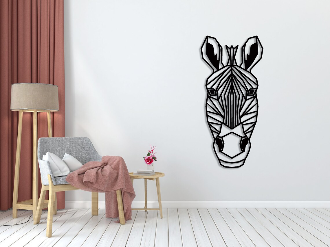 Geometric Zebra Head Metal Wall Art Decor Metal Wall Art | Etsy