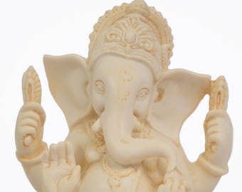 5" Small Ganesh Ganesha Statue Idol Sculpture Figurine Handmade Of White Poly Marble Religious Gift Home Temple Office Decor TRUSTED SELLER