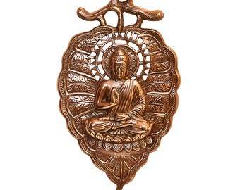 17" Big Leaf Blessing Buddha Statue Wall Hanging Plate Handmade Metal Copper Plated Home Temple Office Decor Religious Gift TRUSTED SELLER