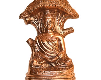21" Big Buddha Statue Deity Idol Sculpture Figurine Handmade Of Metal Copper Plated Home Temple Office Decor Religious Gift TRUSTED SELLER