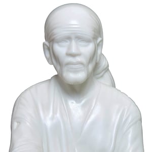 18&quot; Shirdi Sai Baba BIG Statue Deity Idol Figurine Handmade Of White Poly Marble Religious Gift Home Temple Office Decor TRUSTED SELLER