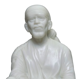 10.5&quot; Shirdi Sai Baba Statue Sculpture Deity Idol Figurine Handmade White Poly Marble Religious Gift Home Temple Office Decor TRUSTED SELLER