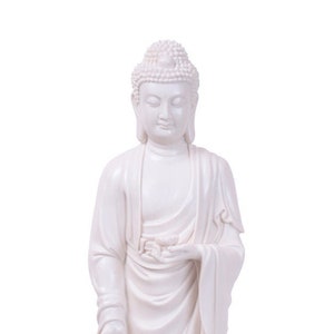 27&quot;BIG Large Standing Buddha Statue Deity Idol Figurine Handmade Of White Poly Marble Religious Gift Home Temple Office Decor TRUSTED SELLER