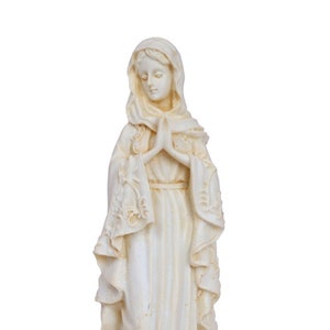 7&quot; Small Virgin Mother Mary Statue Sculpture Handmade Of White Poly Marble Religious Gift Home Office Living Decor TRUSTED SELLER
