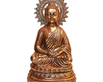 24" Big Buddha Statue Deity Idol Sculpture Figurine Handmade Of Metal Copper Plated Home Temple Office Decor Religious Gift TRUSTED SELLER