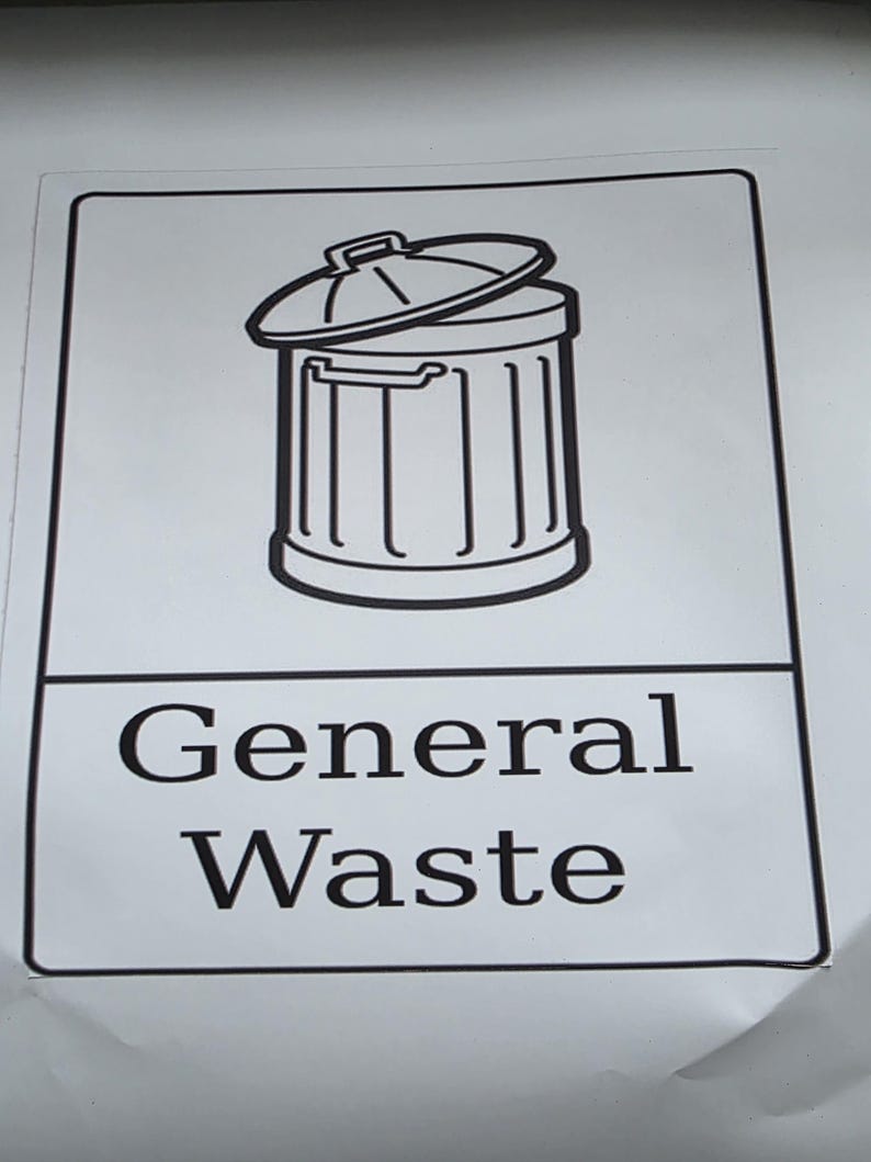 Bin stickers, 15 by 15cm waterproof. General waste, recycling, card and paper, food recycling and garden waste image 5