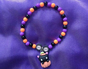 Halloween beaded bracelet boo cat cute