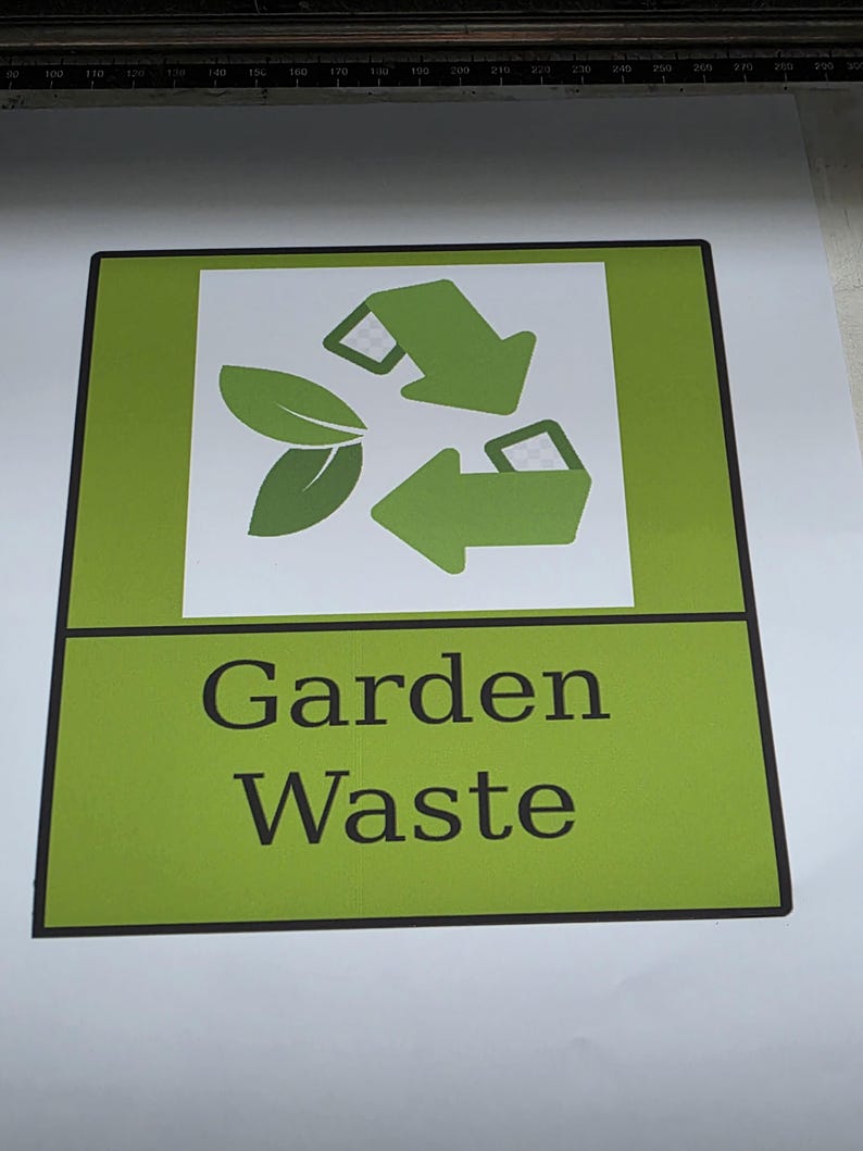 Bin stickers, 15 by 15cm waterproof. General waste, recycling, card and paper, food recycling and garden waste image 4