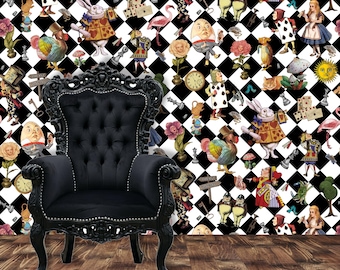 Alice in Wonderland Wallpaper, Whimsical and Quirky Wallpapers, Removable Wallpaper