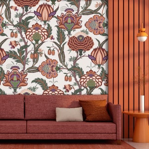 Moderne Chintz Tapete Wandbild, Englische Blumen Tapete, Maximalistische Tapete, Abziehen & Aufkleben, Traditionelle Tapete, Abnehmbare Tapete