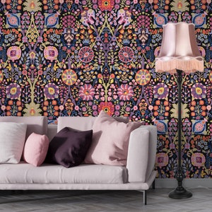 Kelim Tapete, Peel & Stick und traditionelle Tapete, Vintage Tapete, Boho Tapete, Designer Tapete, Bunte Tapete