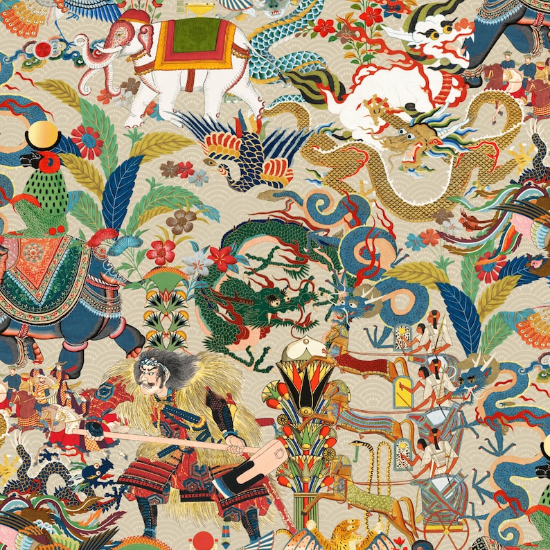 Maximalist Wallpaper, Oriental Wallpaper, Peel & Stick and Traditional Wallpaper, Japanese Wallpaper, Egyptian Wallpaper image 5