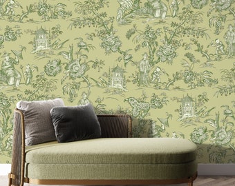 Chinoiserie-behang uit de keizerlijke dynastie, Oosters toile-behang, Peel & Stick-behang, vintage Chinees behang, designerbehang