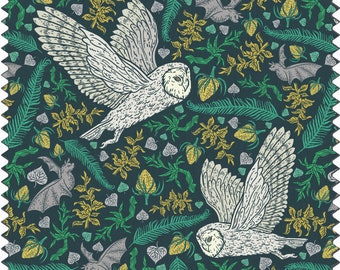 Morris Owl Fabric, William Morris Inspired Fabric, Botanical Fabric, Velvet Fabric | Material, Organic | Waterproof Canvas Fabric