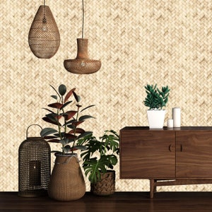 Rattan Effect Wallpaper, Wicker Wallpaper, Bamboo Wallpaper, Peel & Stick and Traditional Wallpaper