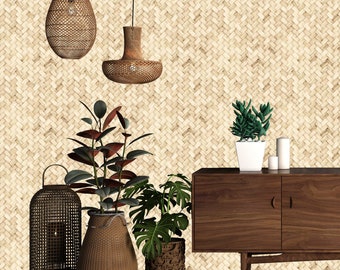 Rattan Effect Wallpaper, Wicker Wallpaper, Bamboo Wallpaper, Peel & Stick and Traditional Wallpaper